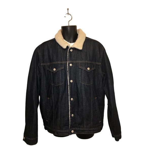 Gap1969  Men's Dark Blue Sherpa Lined Jean Truckers Jacket - Picture 1 of 8